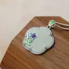 Nafoge Joyería de Plata al por Mayor Colgante Clásico de Pétalo de Plata de Ley 925 para Mujer con Colgante de Jade Hetiano Natural