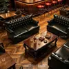 Mesa de café de madera maciza estilo retro americano para bar de whisky y cigarros, sofá individual vintage con tirador para sala de estar, bar, pub