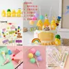 Adornos Decorativos para Pastel de Dragón de Leche, Famoso en Internet Gordito Lindo Genial Amarillo Pequeño Dinosaurio de Leche Arcoíris Topper para Hornear de Cumpleaños