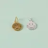 Pingente Rosto Sorridente em Prata S925 Pingente Único Pulseira de Corda Feita à Mão DIY Pulseira Colar Smile Medalha Redonda Acessórios de Pingentes Pequenos