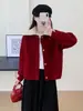 Elegante cárdigan de punto de lana doble cara estilo Chanel, nuevo modelo otoño e invierno 2026, versátil abrigo suéter de solapa de un solo botón para mujer