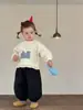 Ropa Infantil 2026 Nuevos Conjuntos de Otoño para Bebés Estilo Coreano Sudadera Estampada para Niñas y Conjunto de Pantalones de Chándal de Puntos