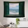 Tapiz Popular Estilo Ins Nórdico con Paisaje de Ventana, Tapiz de Pared Artístico, Decoración del Hogar, Pintura Mural, Tapiz
