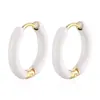 Brincos de Argola Minimalistas com Gotejamento de Óleo de Fio Redondo Amazon Transfronteiriços Brincos de Aço Inoxidável Verão Retro Cool Dopamina