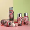 Estilo de tendencia nacional de flores, taza térmica de acero inoxidable 316, separación de agua y té, taza de té, taza de agua portátil, taza térmica de alto valor