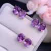Brincos de Tarraxa de Ametista Pura Natural Roxo Sonho Misterioso Pedra Nua Tamanho: Inlay de Prata Esterlina S925 de Alta Qualidade 8*10mm