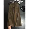 Jeans de trabajo plisados retro americanos para hombre, pantalones de pierna curva lavados con bolsillos grandes de moda, pantalones de pierna ancha rectos microacampanados