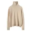 Otoño e Invierno Estilo Coreano Cuello Alto Simple Color Sólido Grueso Pulóver de Mujer Manga Larga Suelto Casual Suéter Tejido de Cachemira