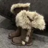 Botas de Piel Nuevas Otoño/Invierno 2026 Tacón Plano Botas de Mujer Correa con Hebilla Botas de Mujer Punta Redonda Tacón Alto Caña Alta Botas Largas Estilosas Botas de Jinete