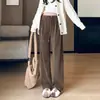Pantalones de maternidad sin soporte para el vientre otoño e invierno ropa exterior más terciopelo más grueso talla grande sueltos pierna ancha pantalones cálidos casuales largos ropa de invierno