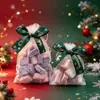 Nova Sacola de Doces de Natal Transfronteiriça Estampagem a Quente Fita Dourada Laço Rede Sacola Festa Biscoito Embalagem de Presente Sacola de Presente