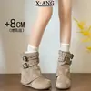 Botas de 8 cm de altura interior para mujeres petite, botines estilo Birkenstock con hebilla de cinturón, botas de cowboy western, botas con plataforma