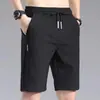 Pantalones Cortos Rectos para Hombre Verano Delgados de Seda de Hielo Secado Rápido Casual Deportivos Sueltos Harajuku Pantalones de Playa Negros