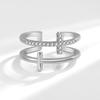 Anillo europeo y estadounidense transfronterizo nuevo de doble capa con marco cruzado de diamantes Anillo familiar popular en la red para mujer Anillo de comida Joyería