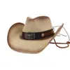 Chapéu de Sol para Viagem ao Ar Livre Masculino e Feminino Aliexpress Transfronteiriço Chapéu de Palha Estilo Cowboy Pintado a Spray Pqbznz031