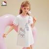 Vestido T-shirt de Verão Colorido Contrastante para Meninas 2025 Novo Roupa Infantil Média e Grande Vestido Tesouro Estampado de Desenho Hello Kitty Feminino