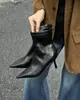 Botas Marrones 2026 Otoño/Invierno Nuevo Estilo Coreano Retro Versátiles Botas Adelgazantes de Celebridad Punta Fina Tacón Alto Botines