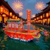 Nuevo Barco Grande de Cartón Corrugado 2m Velero de Alta Gama Bote Dragón Quinto Aniversario Funerario Qingming Juego Completo Lujo