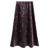 Elegante Falda de Terciopelo Diamante Estilo Retro Moderno Francés de Corte A, Nueva Falda Larga de Sirena de Cintura Alta Otoño/Invierno
