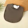 Babador em U para Bebê Comércio Exterior Transfronteiriço Algodão Crepe Babador para Comer Bebê Cor Pura Recém-Nascido Toalha de Saliva Anti-Cuspir
