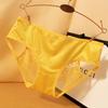 Leve Luxo Francês Cetim Costura Lace Underwear Cintura Baixa Cinto Fino Oco Translúcido Tentação Cuecas Sexy para Mulheres