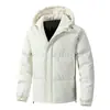 Chaqueta de algodón cálida corta de color liso con capucha, ajuste holgado, talla grande para hombre, nueva de invierno, transfronteriza