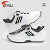 Sapatos de golfe masculinos de cano baixo sola plana botão giratório respirável antiderrapante treinamento lazer antiderrapante lateral tênis impermeáveis