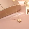 Collar Colgante Pequeña Flor Zirconio Metal Cepillado de Gama Alta para Mujer 2026 Nueva Moda Cadena Clavicular de Temperamento para el Trabajo