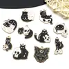 Halloween Transfronteiriço Gato Preto Caveira Esmalte Liga Liga Acessórios de Joias Brincos DIY Colar Chaveiro Pingente Charme