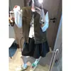 Colete Jaqueta Moqie Camadas Tom Retrô Americano Camurça Gola Redonda Bainha com Cordão Sem Mangas MQ1997