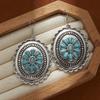 Aretes Transfronterizos de Estilo Étnico Retro de Venta Caliente, Aretes Ovalados de Amor de Turquesa de Alta Gama, Aretes Bohemios para Mujer