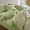 Nueva Colección Primavera/Verano 2026: Juego de Cama de Cuatro Piezas Jacquard Teñido en Hilo Grado A 100% Algodón Transpirable y Suave con la Piel Gasa de Doble Capa Algodón Lavado