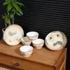 Tao Mei Fu Camellia Vajilla de Cerámica Set de Tazón, Plato y Cuchara Regalo de Evento Souvenir de Banco Regalo de Compañía de Seguros