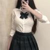Top de Uniforme Jk Camisa de Manga Larga para Mujer Sentido del Diseño Nicho Otoño Corto Ajustado Falda Blanca Traje de Chica Picante