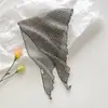 Lenço Triangular Decorativo Versátil para Mulheres, Lenço Pequeno Xadrez Listrado Estilo Pastoral, Lenço de Cabeça Francês Moderno