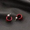 25-26 Moda Nueva Pendientes Pequeños de Aro de Esmalte Dopamina con Diseño Único y Aguja de Plata S925 Pendientes Sencillos