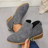 Comércio exterior transfronteiriço plus size outono e inverno 2026 novas botas femininas de couro, bico fino, zíper traseiro, botas Martin casuais com sola grossa e salto grosso