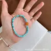 Pulsera Espaciadora Retro Estilo Chino Turquesa Cera de Abejas Natural, Sencilla y Elegante, Estilo Delgado, Apilable y Versátil Joyería de Alta Gama