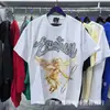 Marca Americana Moderna de Emoção Mista Logo de Diamante Quente Retrô Beleza Moderna Gola Redonda Camiseta de Manga Curta Masculina e Feminina Tendência Verão Fresco