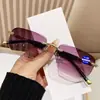 Gafas de prescripción que se pueden usar como gafas de sol, unisex, elegantes, juveniles, con bloqueo de luz azul, sin montura, borde biselado