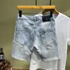 Pantalones Cortos de Mezclilla Rasgados de Moda para Hombre Marca de Moda para Hombre Pantalones Rectos Personalizados de Cinco Puntos Tendencia Europea y Americana Pantalones de Media Cintura Elásticos