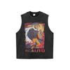 American High Street hiphop Cartoon Impresso oversize Lavado Velho Curto-manga Camiseta Masculina e Feminina Marca de Moda Tee