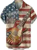 Camisa con Estampado de Fuegos Artificiales Bandera Americana Estilo Nuevo Transfronterizo Guitarra para Hombre Casual Estilo Hawaiano Manga Corta Cuello Solapa