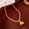 Colar de Pérola de Água Doce e Turquesa Banhado a Ouro Real 18K Corrente de Clavícula de Luxo Acessível Joias Retrô Atacado Feminino