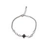 Pulsera de Flor de Cuatro Hojas con Microincrustaciones de Circonita, Moda Exquisita Versátil, Lujo Ligero Estilo Francés, Joyería Elegante Súper Brillante para el Viaje Diario