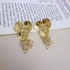 Brincos de Franja de Cristal com Flor Tridimensional e Diamante Design de Nicho Feminino Brincos Únicos Moda Brincos Exquisitos