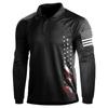 T-shirt masculina transfronteiriça cor combinando lazer esportes impressão digital camisa polo moletom retro camisa de manga comprida Comércio Exterior roupas masculinas