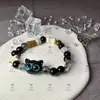 Pulsera de Piedra Ojo de Gato con Colgante de Corazón de Gato y Cascabeles Kt Pulsera DIY para Mujer Pulsera Versátil de Cuentas Hecha a Mano Regalo