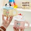 Regalo de cumpleaños para niñas, taza con forma de pastel de animales de dibujos animados, taza de agua creativa para el hogar, taza con pajita para niñas