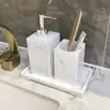 Suprimentos para Banheiro de Hotel Conjunto de Bandeja Tubo de Pente de Aromaterapia Frasco Recarregável Frasco de Álcool em Gel Frasco Vazio de Shampoo Loção